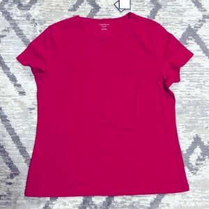 Croft & Barrow Women Reddish Pink Pima Cotton Tee Size L